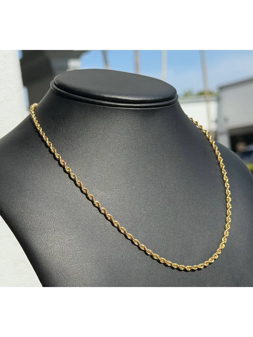 Jewelry 10k hollow yellow gold Rope necklace chain 18.00